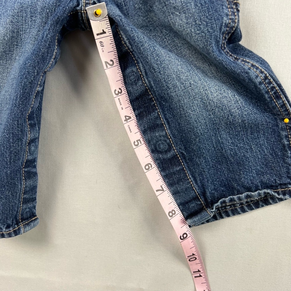 OshKosh Bib Overalls 12 months Blue Denim Pockets Embroidered Snap Up - Picture 10 of 15